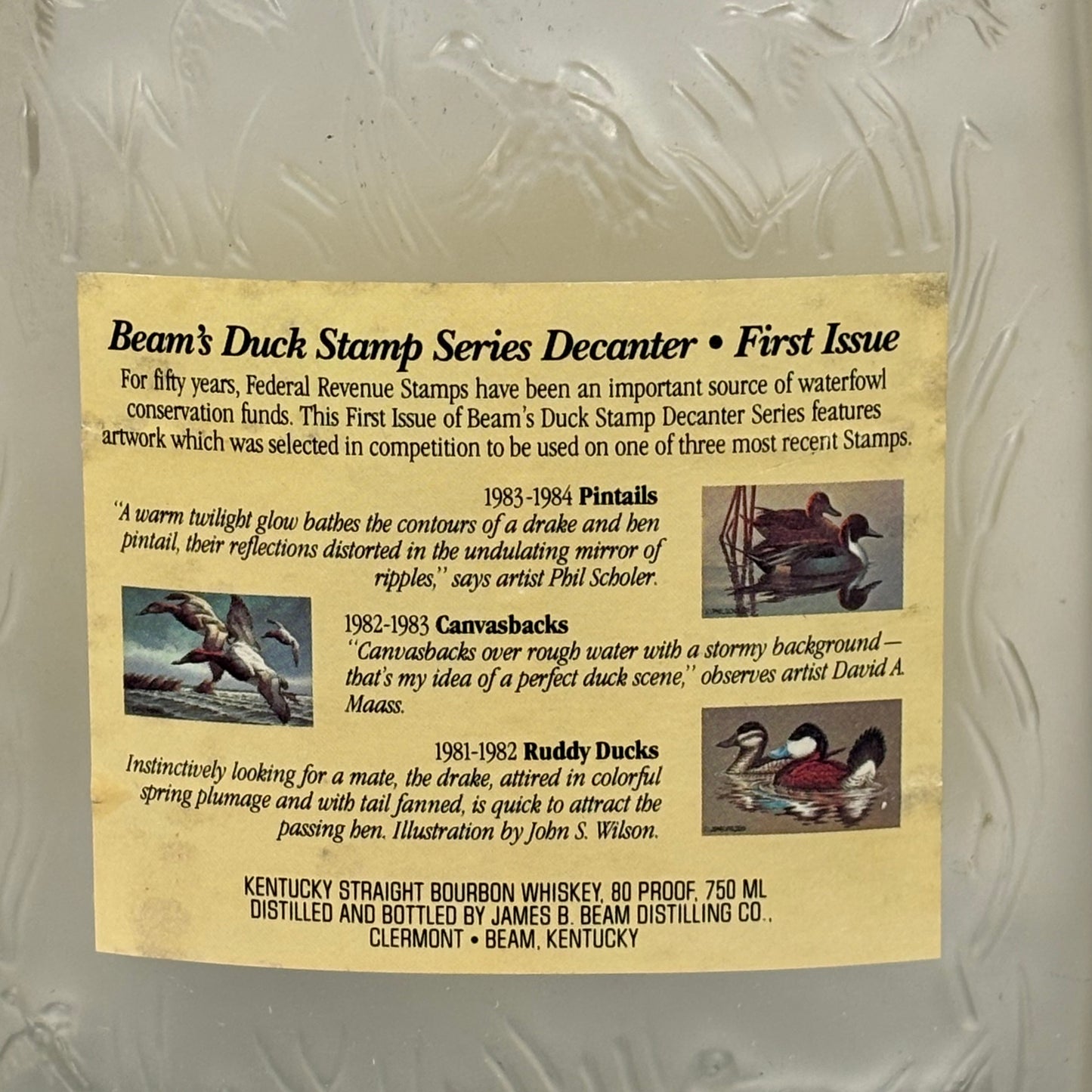 Vintage Jim Beam Duck Stamp Series Pintail Decanter |⋆˙⟡| First Issue Wildlife Bourbon Bottle