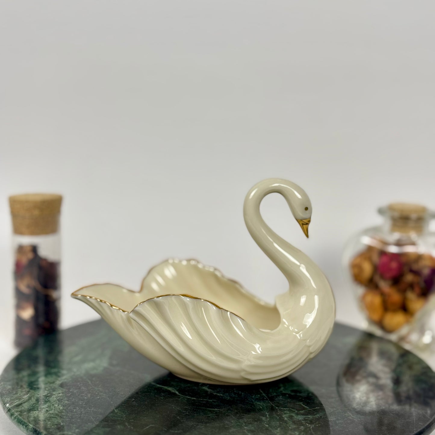 Vintage Lenox Ivory Swan Trinket Dish, Cake Topper, Gold Trim |⋆˙⟡| Made in USA