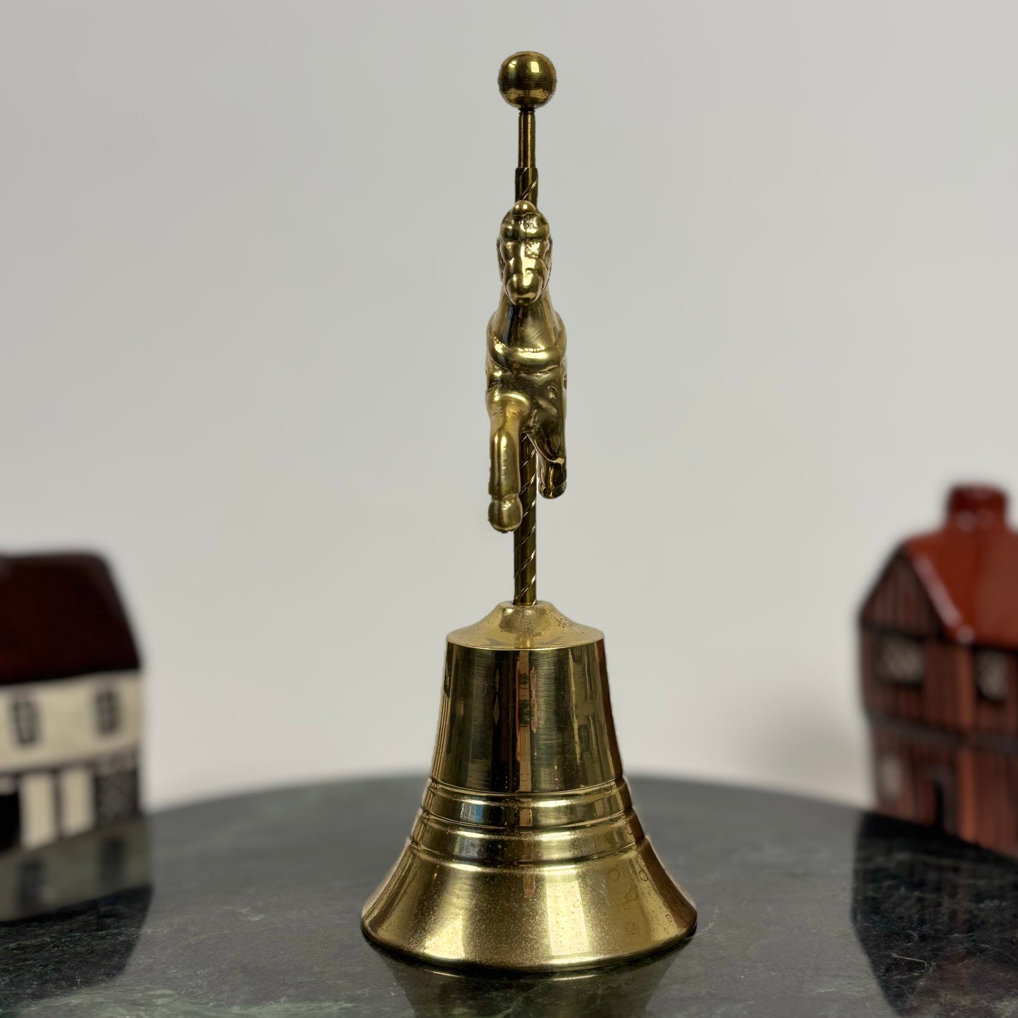 Vintage Brass Carousel Horse Bell ⋆˙⟡ Mid Century Brass Horse Desk Bell / Equestrian Decor