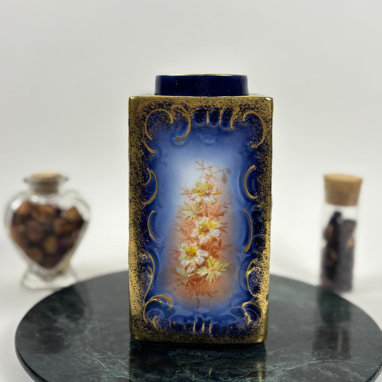 Antique G.D. & Cie Limoges France Vase |⋆˙⟡| Cobalt Blue & Gold Floral Vase