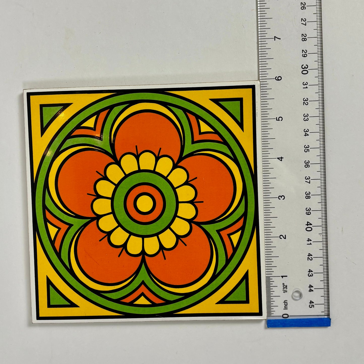 Vintage Mod Floral & Heart Tile Wall Art Set |⋆˙⟡ | Retro 70s Pop Art Ceramic Tiles, Set of 2
