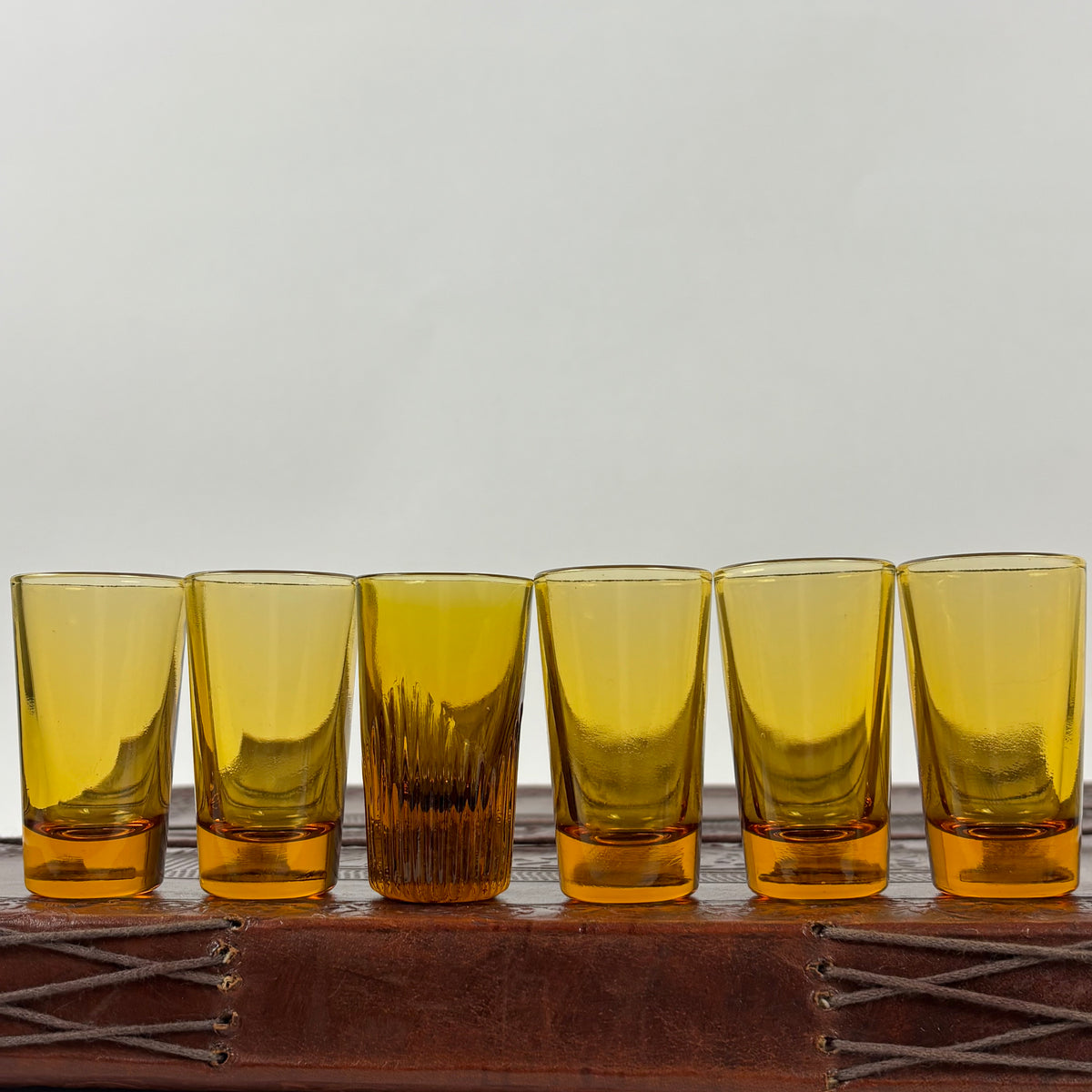 Vintage Japanese Musical Fire Wagon Decanter Set |⋆˙⟡| Amber Glass Barware
