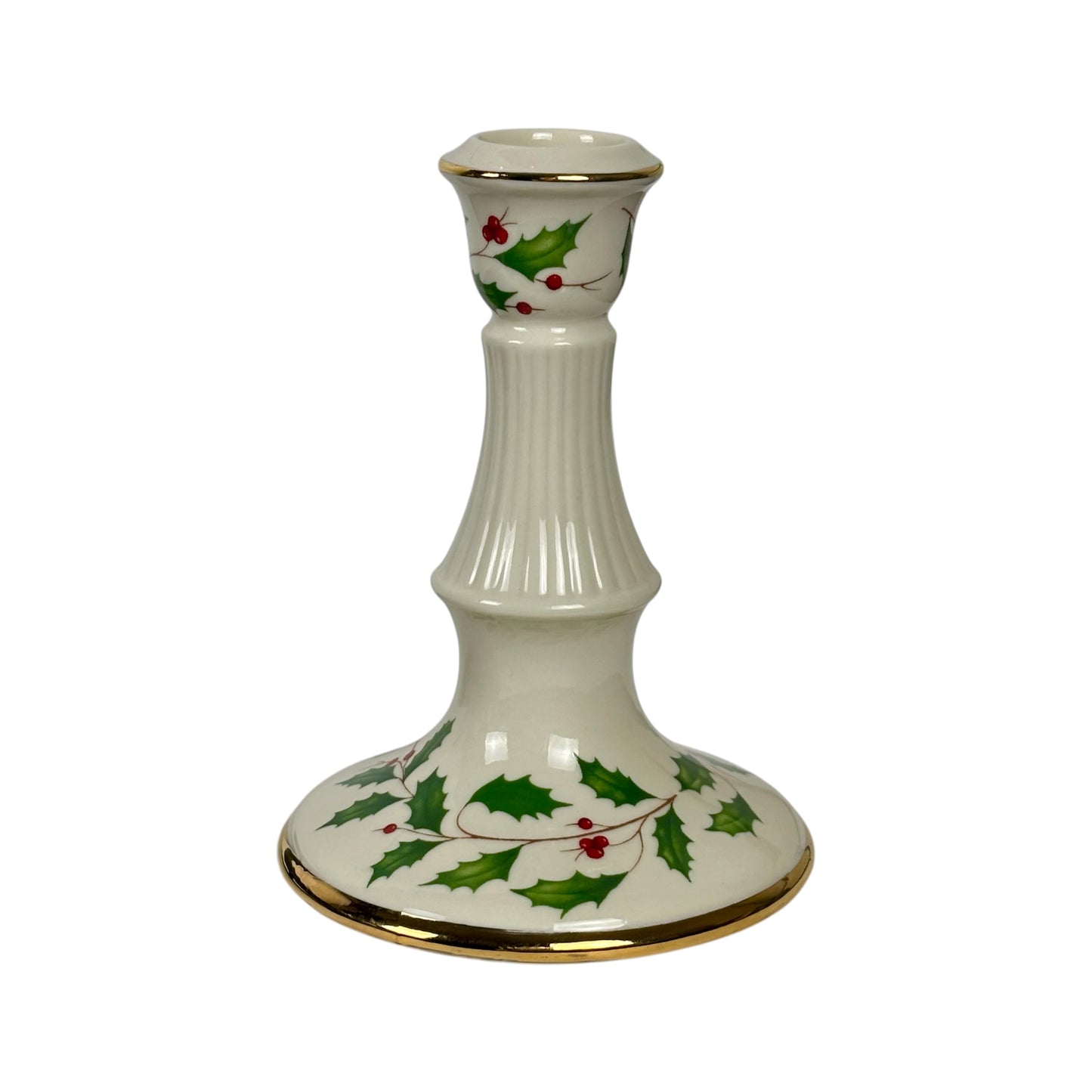 Lenox Holiday Holly & Berry Candlestick |⋆˙⟡| 24K Gold Trim