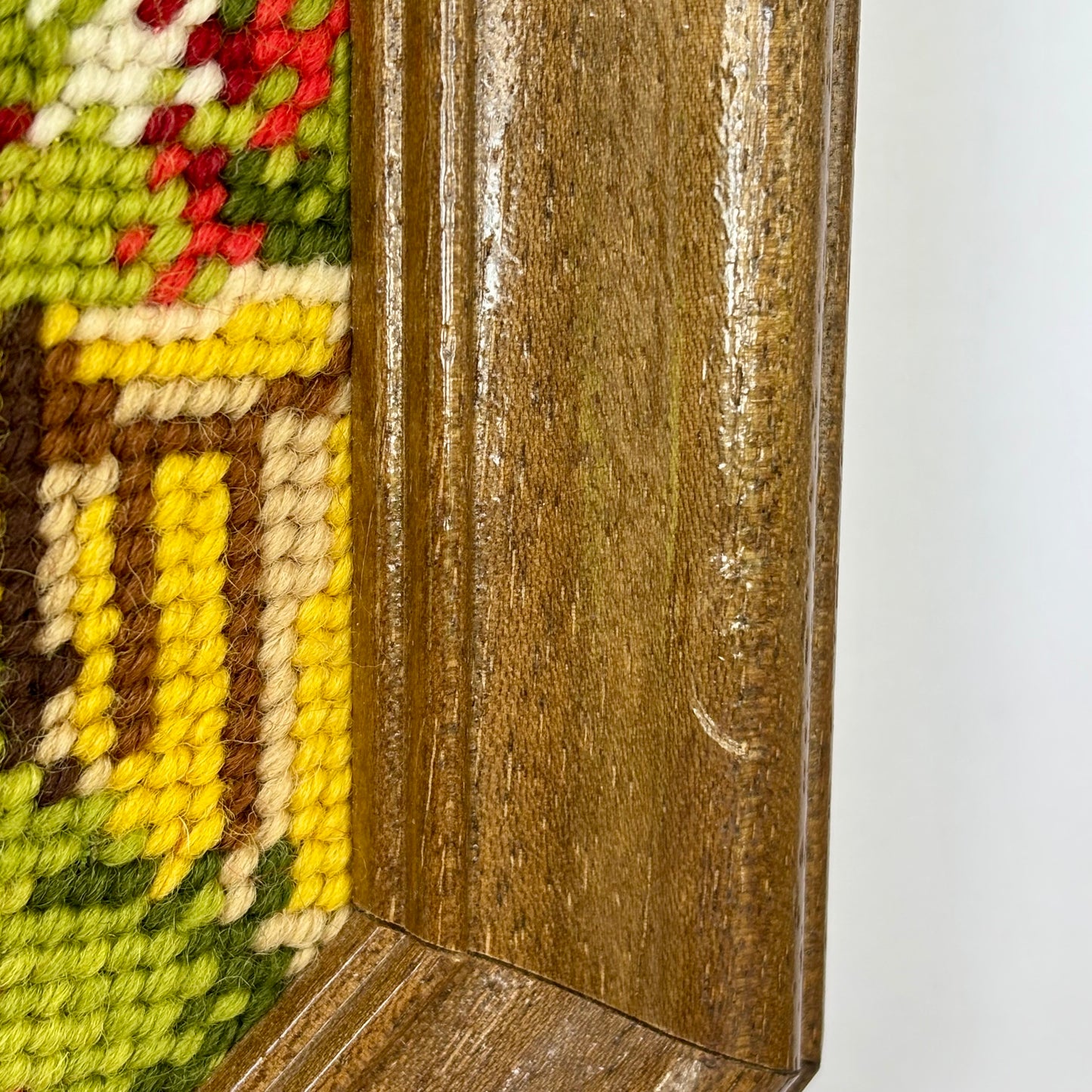 90's Handmade Framed Wall Art Set (2) ⋆˙⟡  Needlepoint Farm Scene + Quilt Block