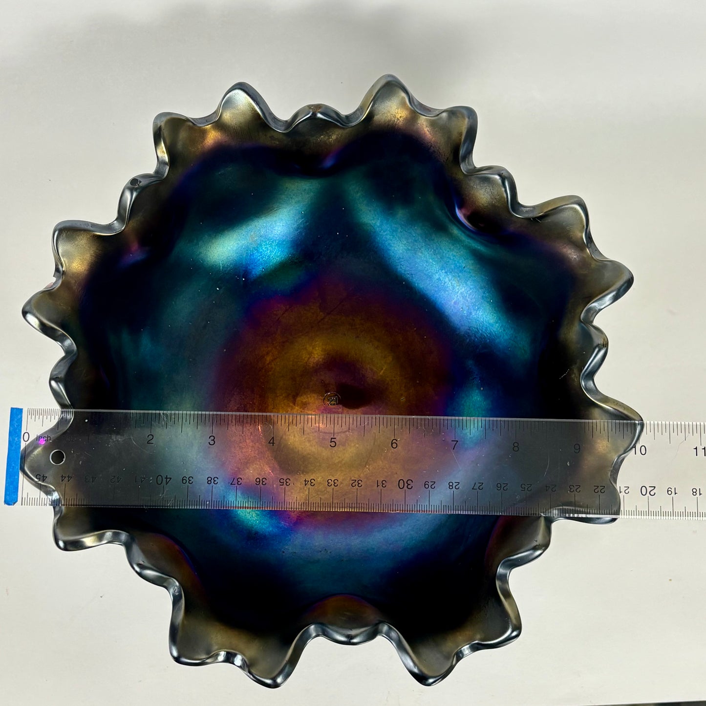 Antique Northwood Grape Cable Amethyst Iridescent Carnival Glass |⋆˙⟡| Footed Centerpiece Bowl, Early 20th-century
