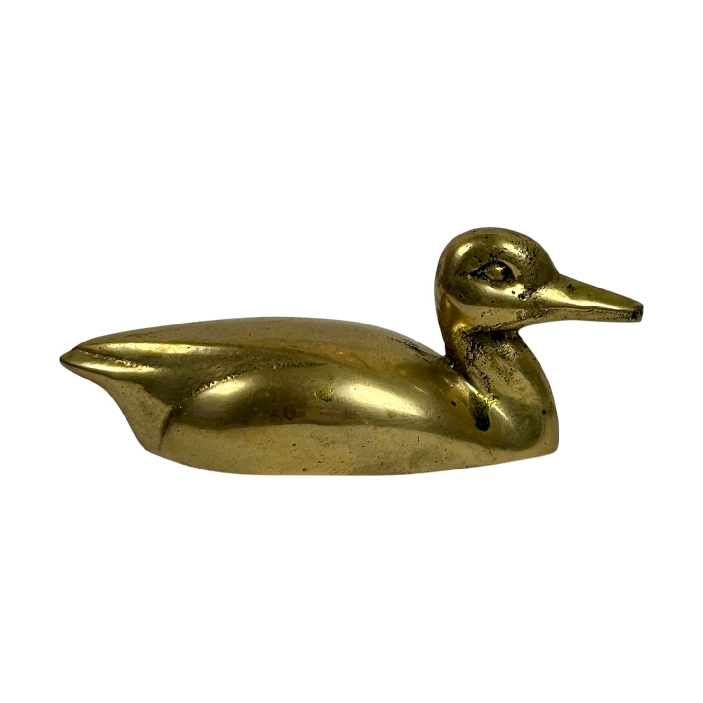 Vintage Brass Plated Duck Figurine ⋆˙⟡ Small Mid Century Duck / Brass Bird Shelf Decor
