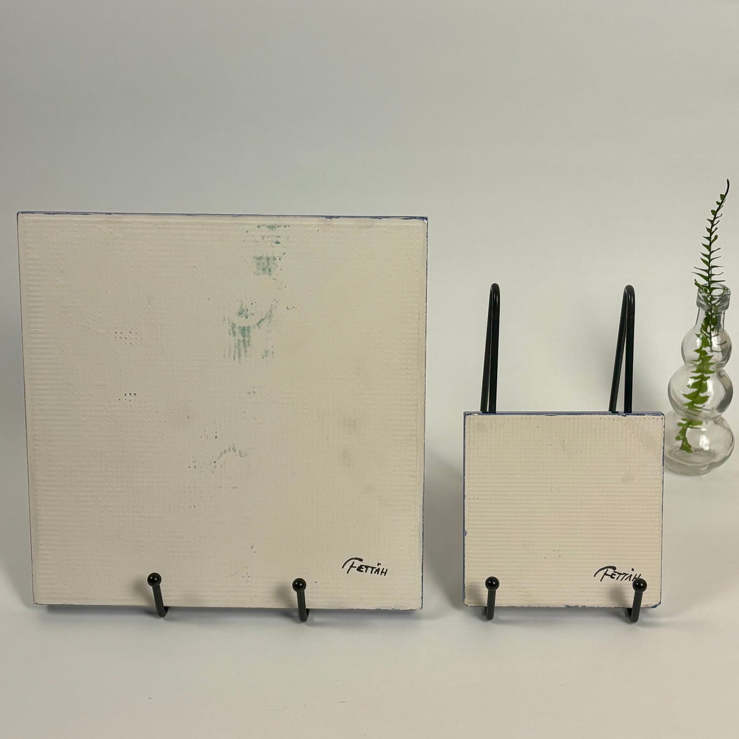 Handmade Turkish Ceramic Tiles, Set of 2 |⋆˙⟡ | Fettah Kütahya Floral Tiles