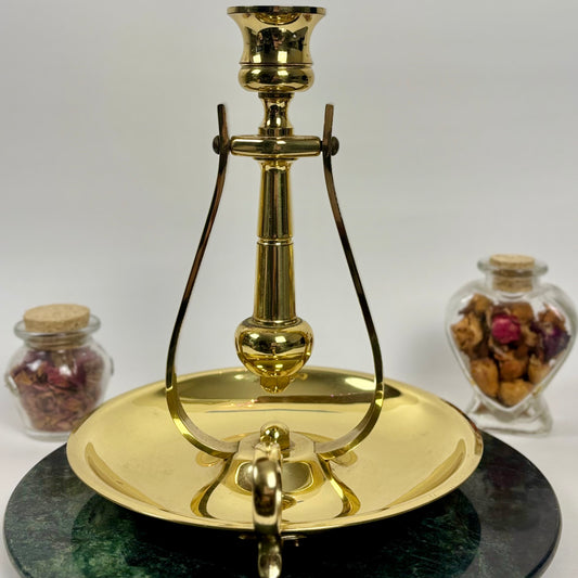 Vintage Baldwin Solid Brass Chamberstick Finger Candlestick |⋆˙⟡| Made in USA