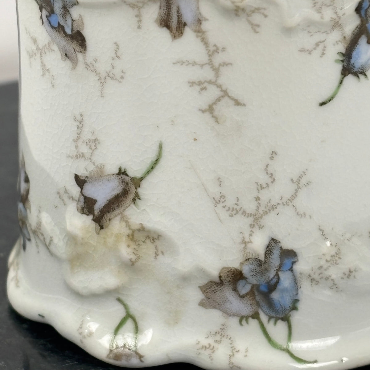 Antique Brown-Westhead, Moore & Co. Cauldon Porcelain Jar |⋆˙⟡| Blue Floral Lidded Vanity Jar
