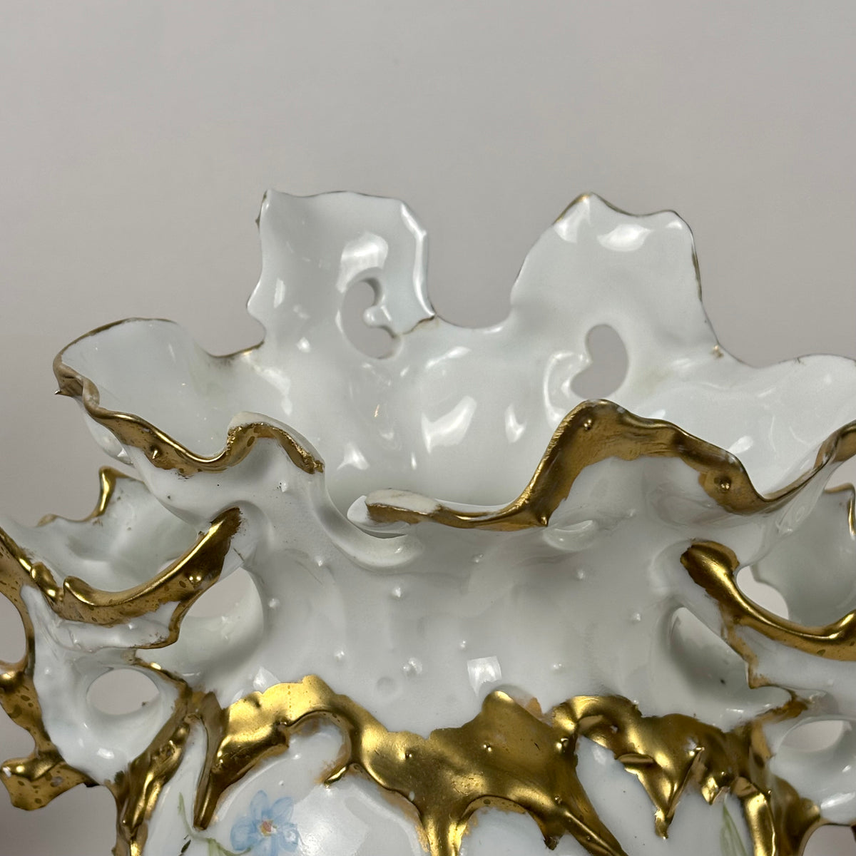 Antique Hand-Painted Floral Vase |⋆˙⟡| Ohio Valley China, Victorian Gold Gilt, c. 1897