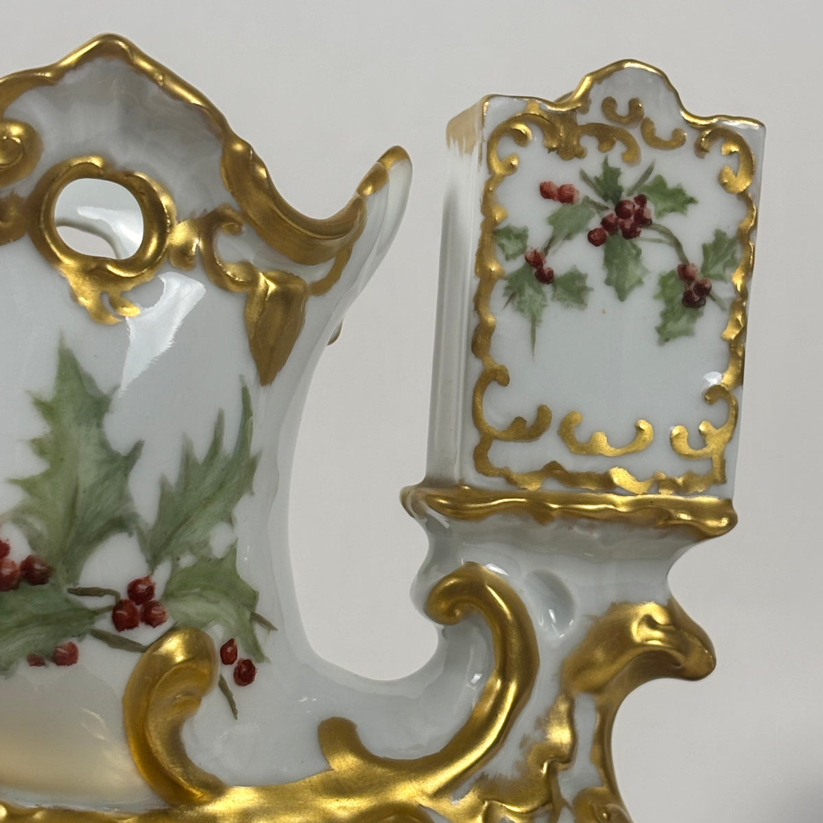 Antique Porcelain Holly Berry Desk Set |⋆˙⟡| Gold Gilt French Porcelain