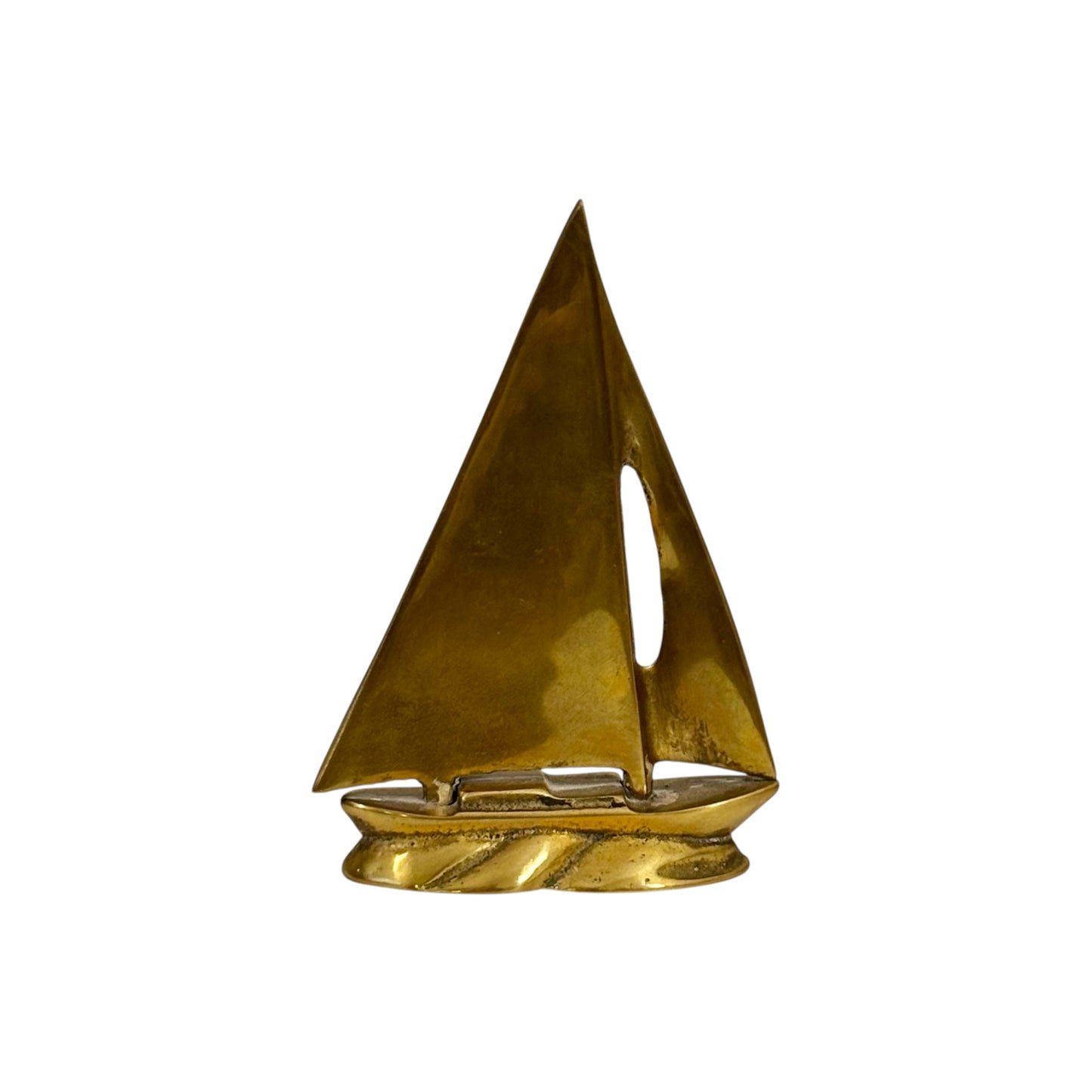 Vintage Brass Plated Sailboat Figurine ⋆˙⟡  Mid Century Nautical Boat Sculpture / Coastal Shelf Decor