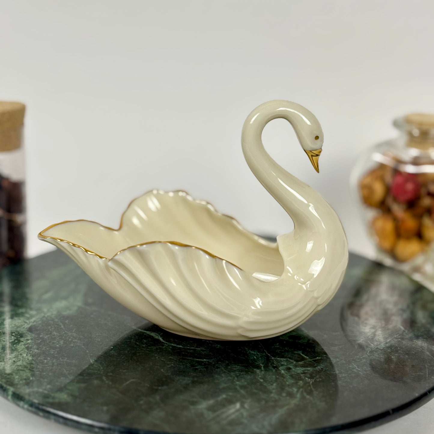 Vintage Lenox Ivory Swan Trinket Dish, Cake Topper, Gold Trim |⋆˙⟡| Made in USA