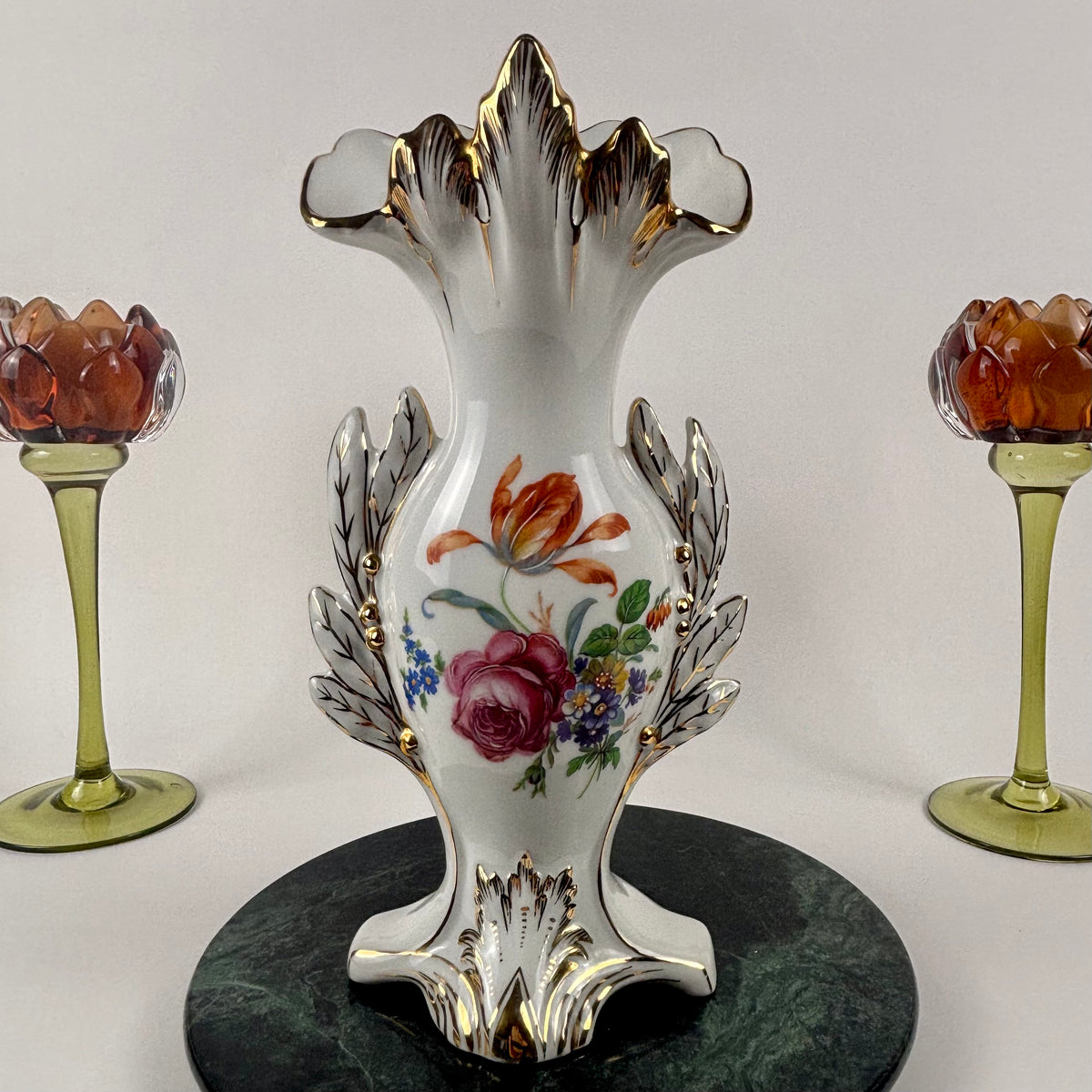 Vintage Limoges AJCO Bridal Vase |⋆˙⟡| Old Paris Style Floral Porcelain, c. 1950s