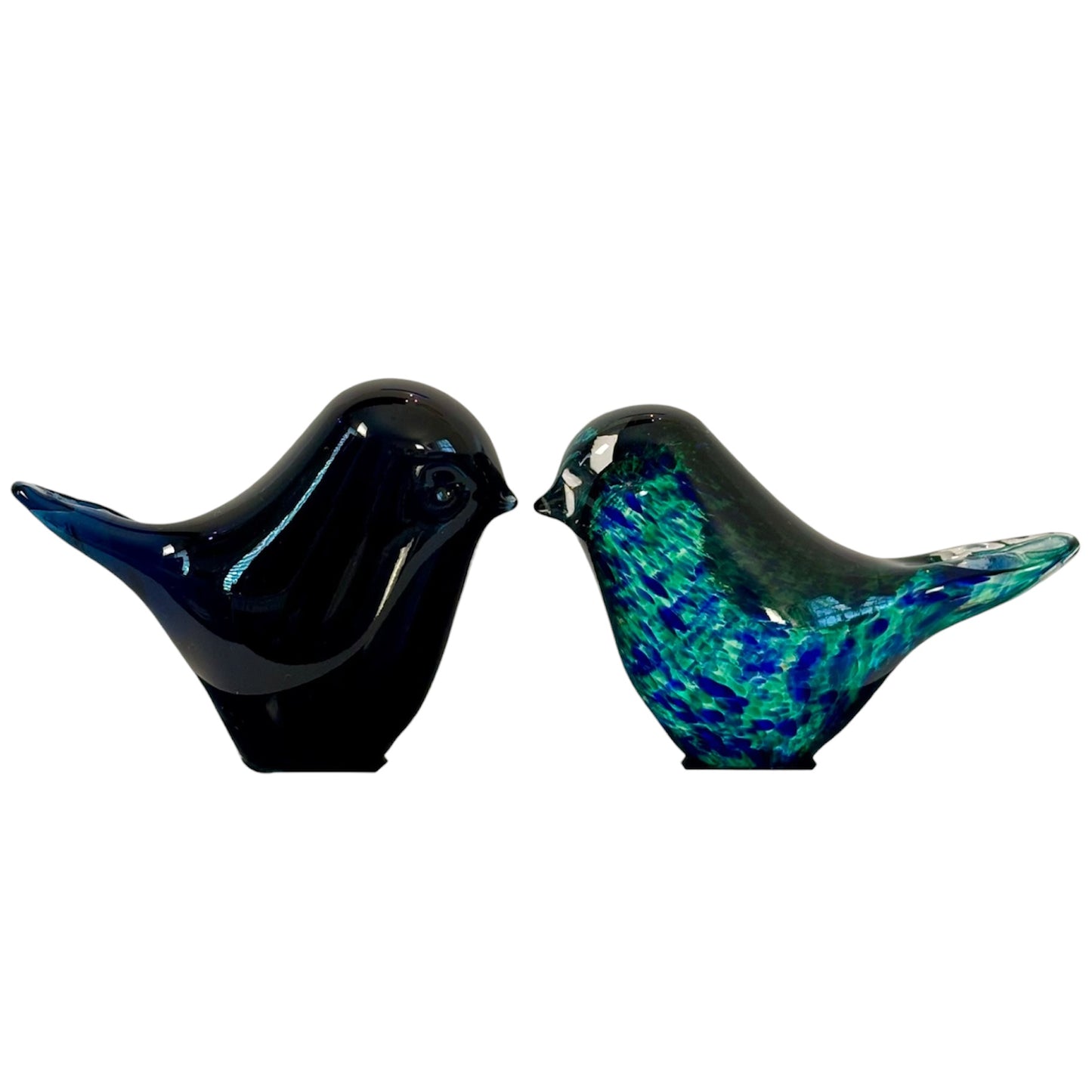 Vintage Wedgwood Glass Bird Figurines |⋆˙⟡ | Signed Blue & Teal Art Glass Bird Pair, Made in England