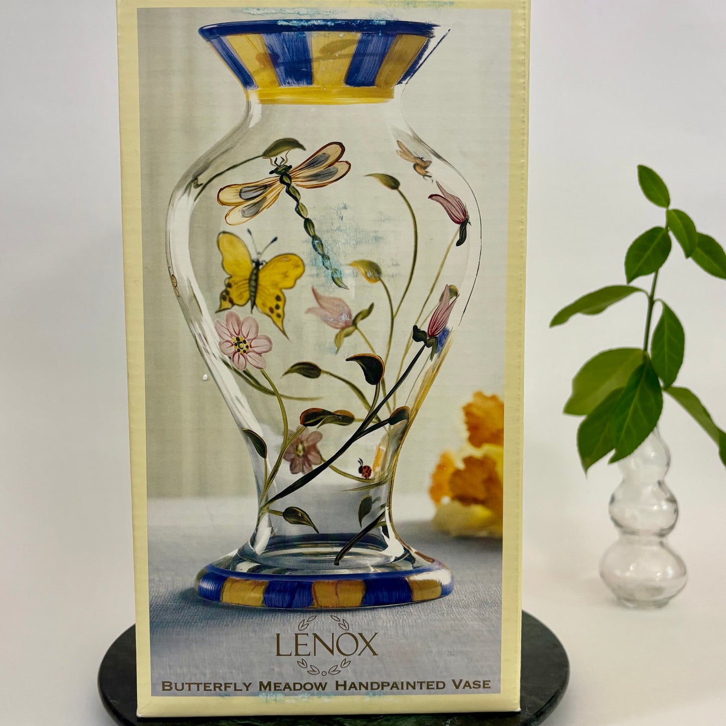 Lenox Butterfly Meadow Handpainted Glass Vase ⋆˙⟡    With Box