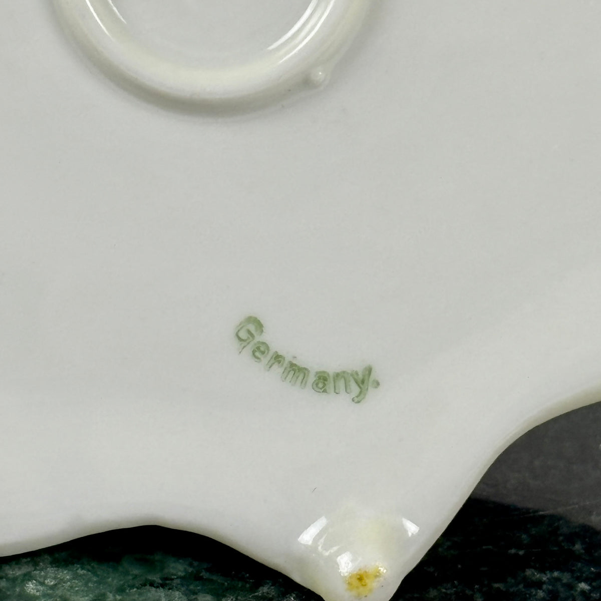 Antique German Porcelain Hair Receiver |⋆˙⟡| Hand Painted Yellow Roses Vanity Dish