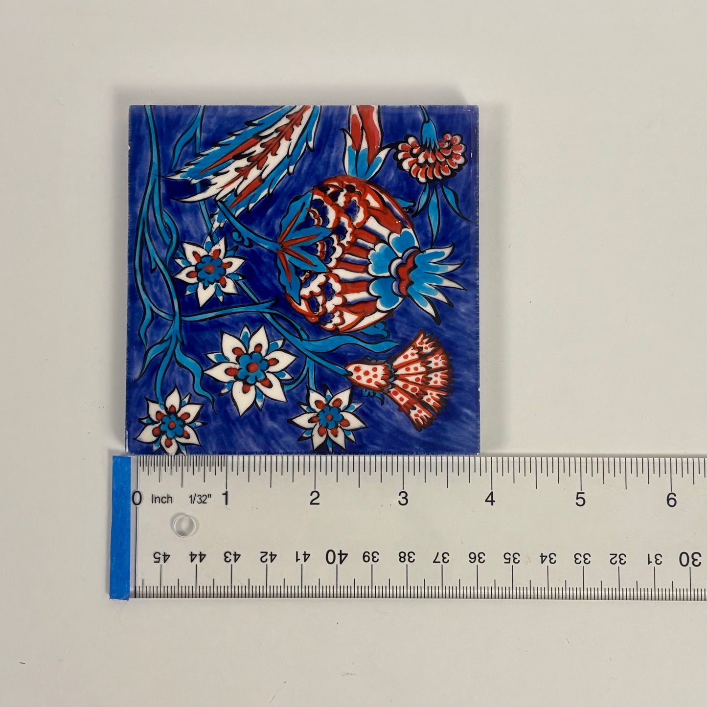 Handmade Turkish Ceramic Tiles, Set of 2 |⋆˙⟡ | Fettah Kütahya Floral Tiles