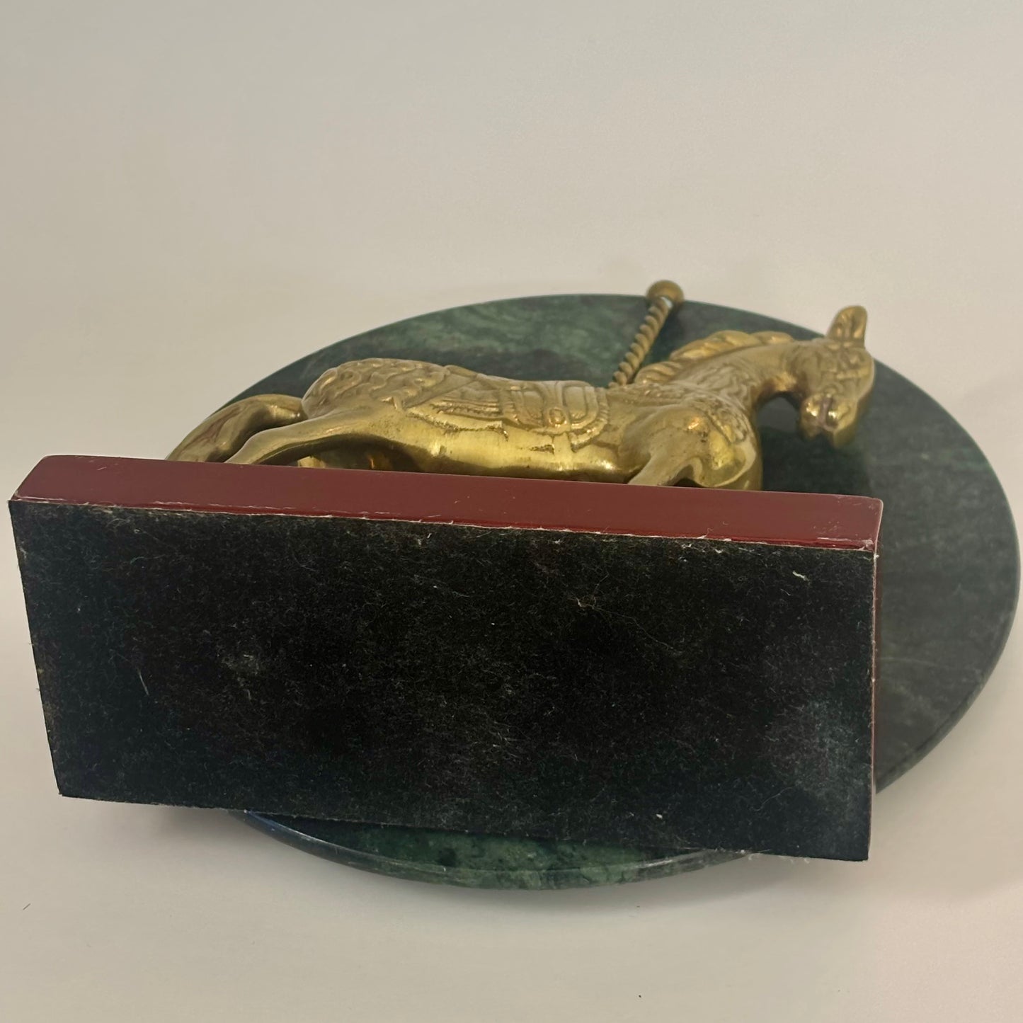 Vintage Brass Carousel Horse Figurine on Wood Base |⋆˙⟡ |  Mid Century Decor / Bookend / Shelf Accent