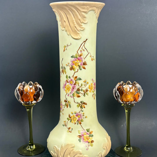 Antique RW Rudolstadt Germany Hand Painted Porcelain Vase |⋆˙⟡| Floral Design