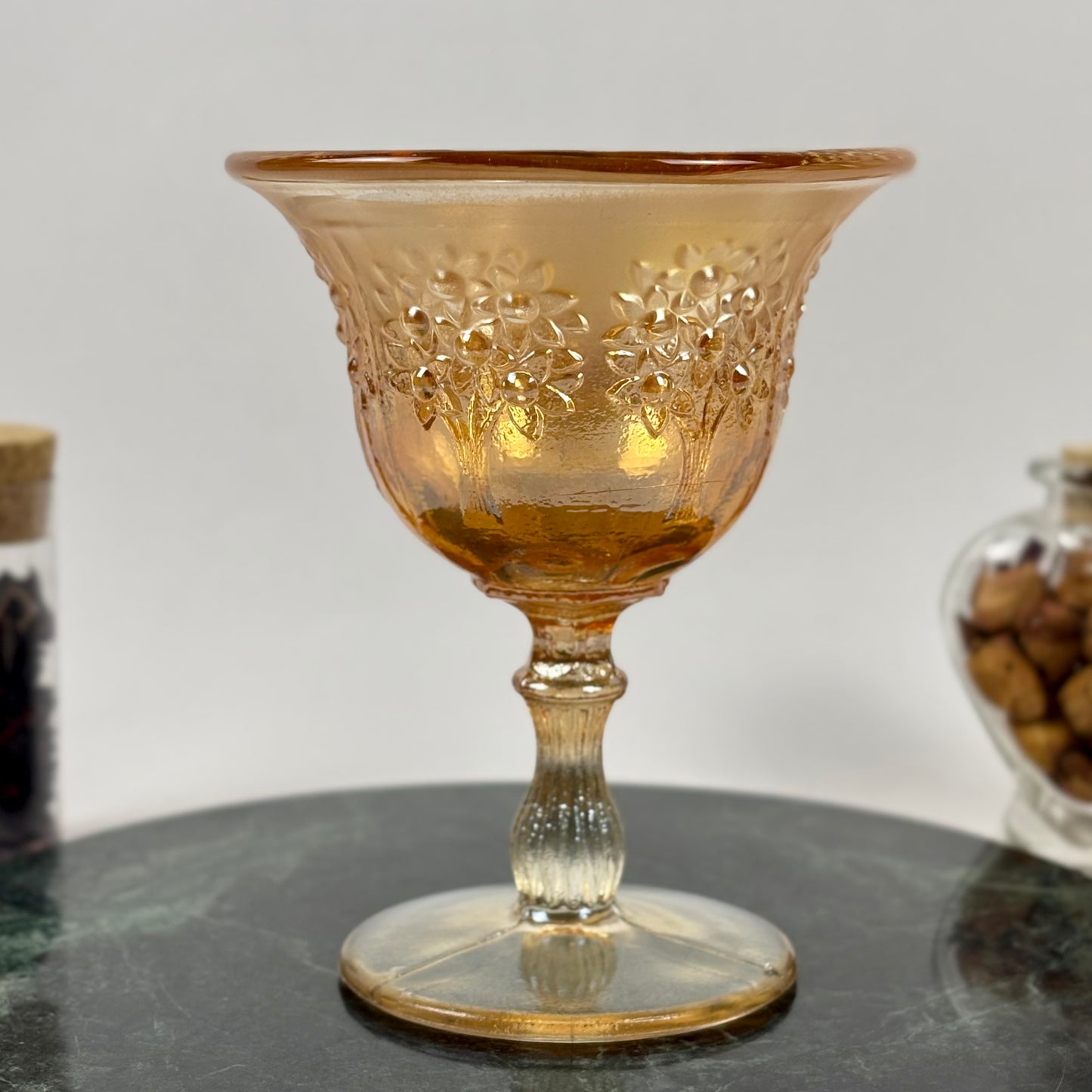 Antique Fenton Orange Tree Marigold Carnival Glass Goblet |⋆˙⟡| c. Early 1900s