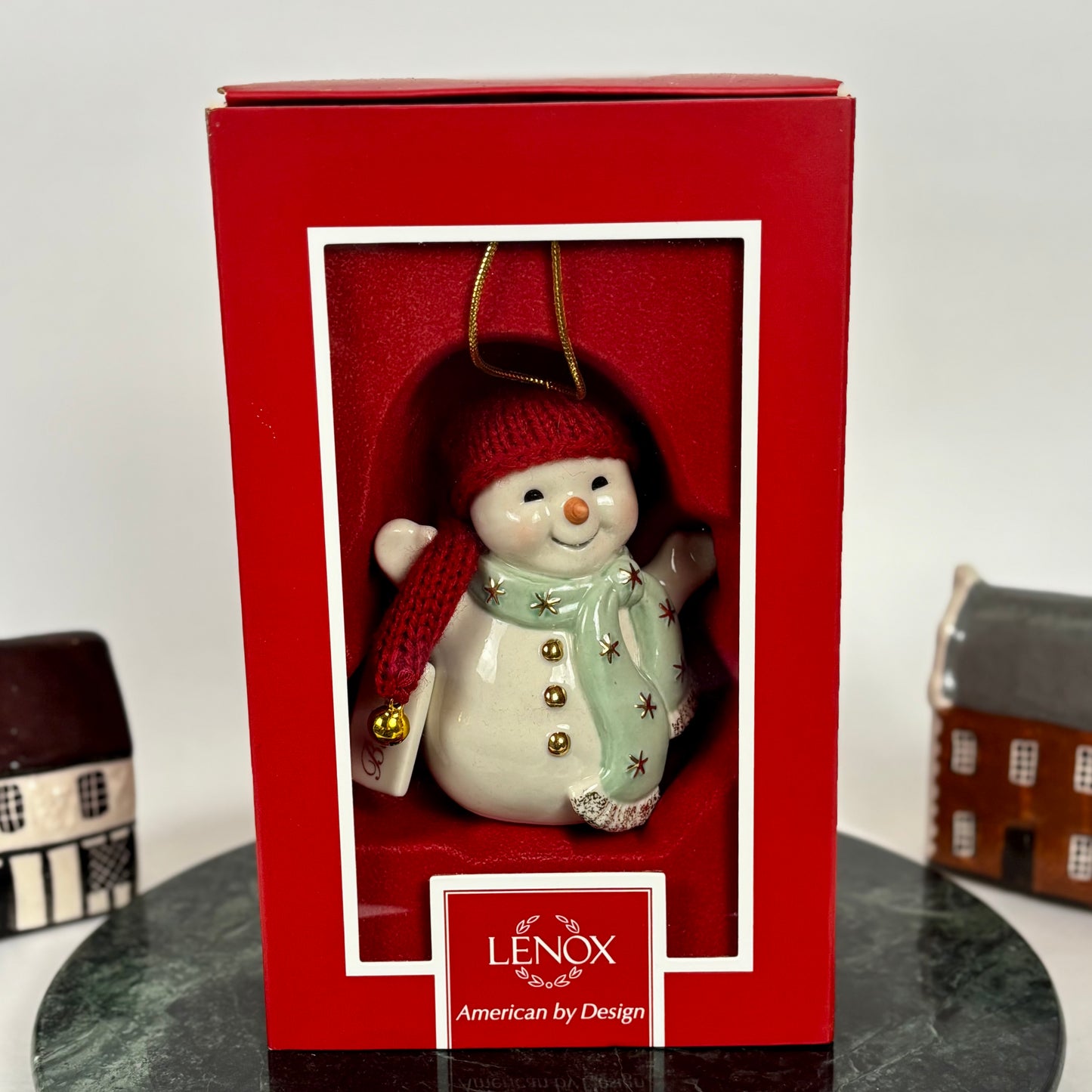 Lenox Jingle All the Way Snowman Ornament |⋆˙⟡| Porcelain Christmas Ornament with Original Box