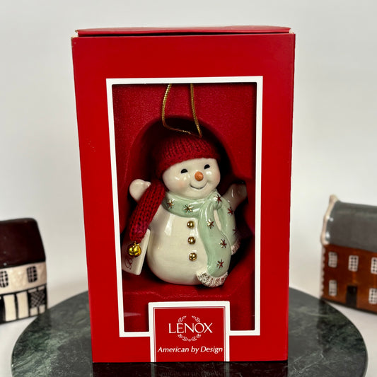 Lenox Jingle All the Way Snowman Ornament |⋆˙⟡| Porcelain Christmas Ornament with Original Box