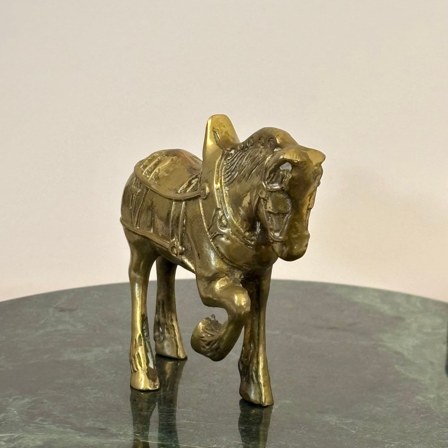 Vintage Solid Brass Horse Figurine ⋆˙⟡ Small Equestrian Statue / Mid Century Shelf Decor