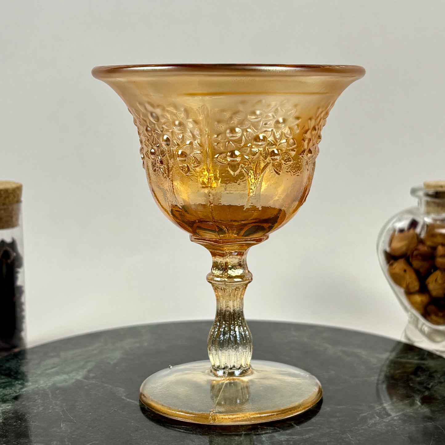 Antique Fenton Orange Tree Marigold Carnival Glass Goblet |⋆˙⟡| c. Early 1900s