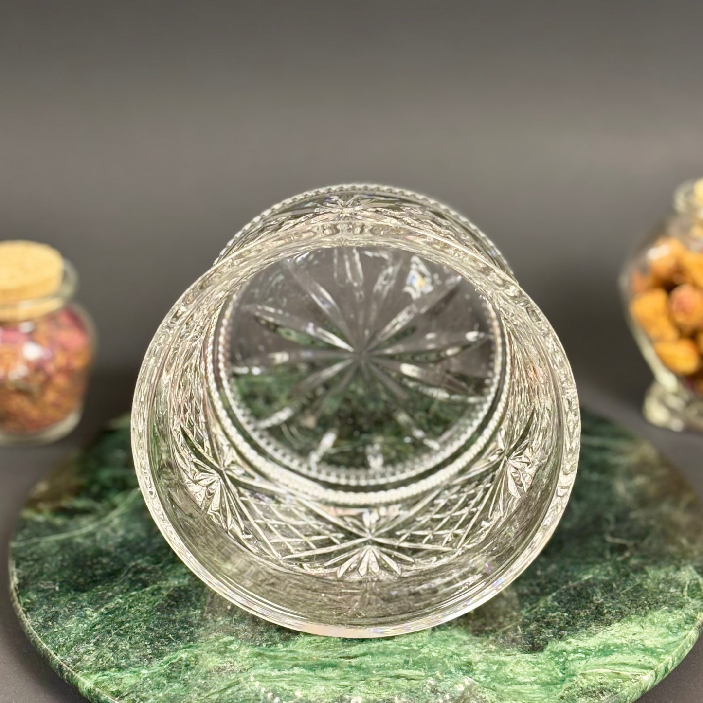 Clear Pressed Glass Bowl |⋆˙⟡ | Diamond & Starburst Pattern