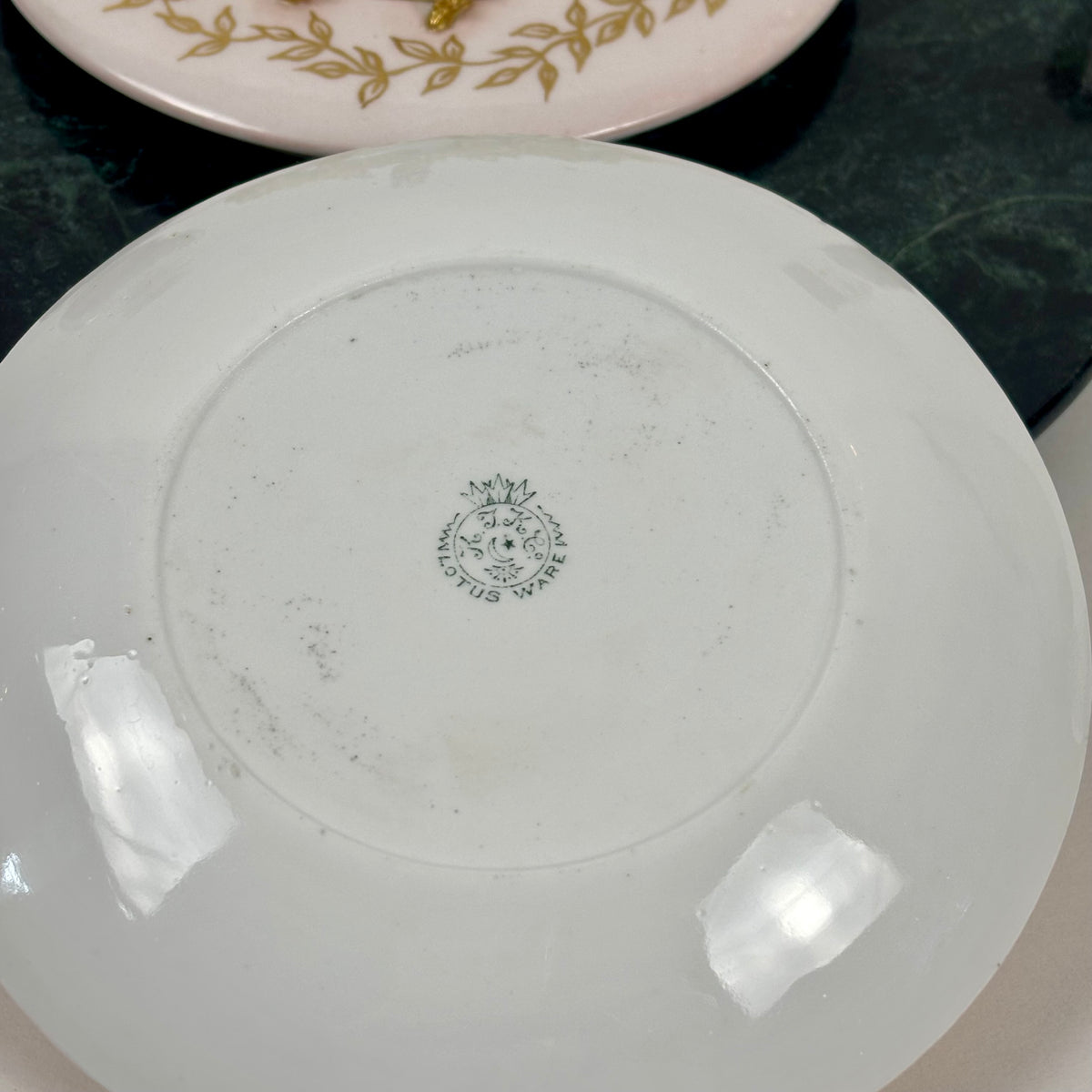 RARE Antique KT&K Lotus Ware |⋆˙⟡| Pink & Gold Porcelain Covered Dresser Box