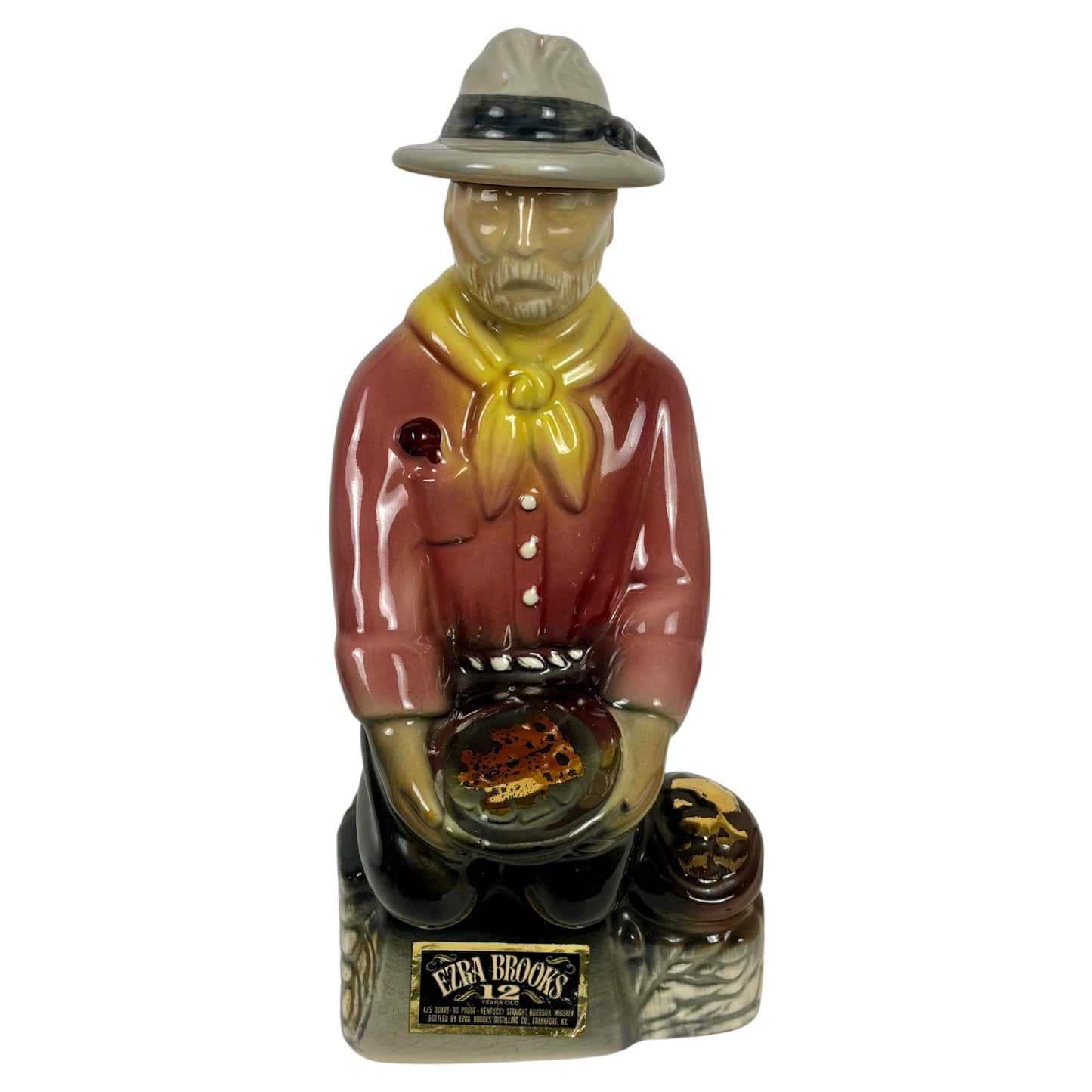 Vintage Ezra Brooks 12 Year Bourbon Gold Prospector |⋆˙⟡|Empty Ceramic Decanter w/ Stopper