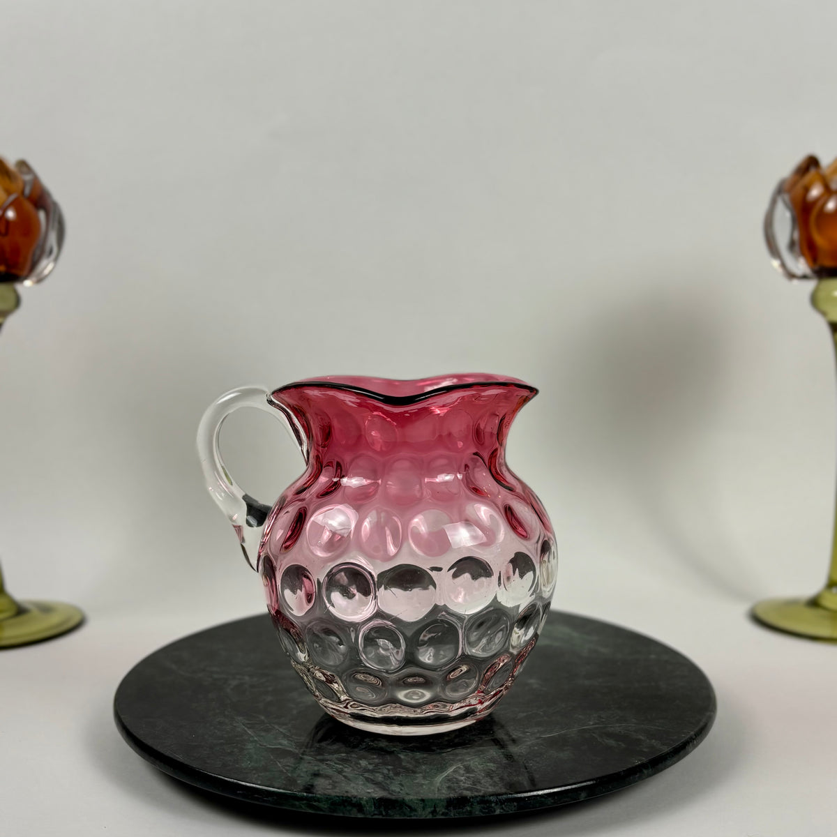 Antique Cranberry & Rubina Coin Dot, Spot Optic Glass |⋆˙⟡| Pitcher & Tumbler Set