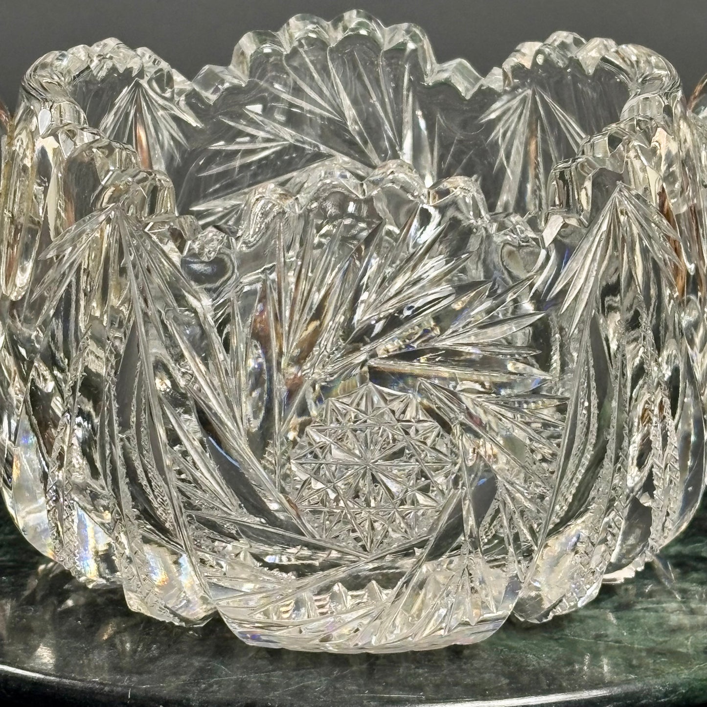 Vintage Cut Crystal Double Handle Bowl |⋆˙⟡| Starburst Design