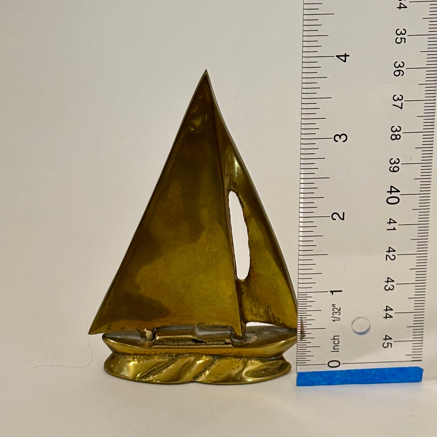 Vintage Brass Plated Sailboat Figurine ⋆˙⟡  Mid Century Nautical Boat Sculpture / Coastal Shelf Decor