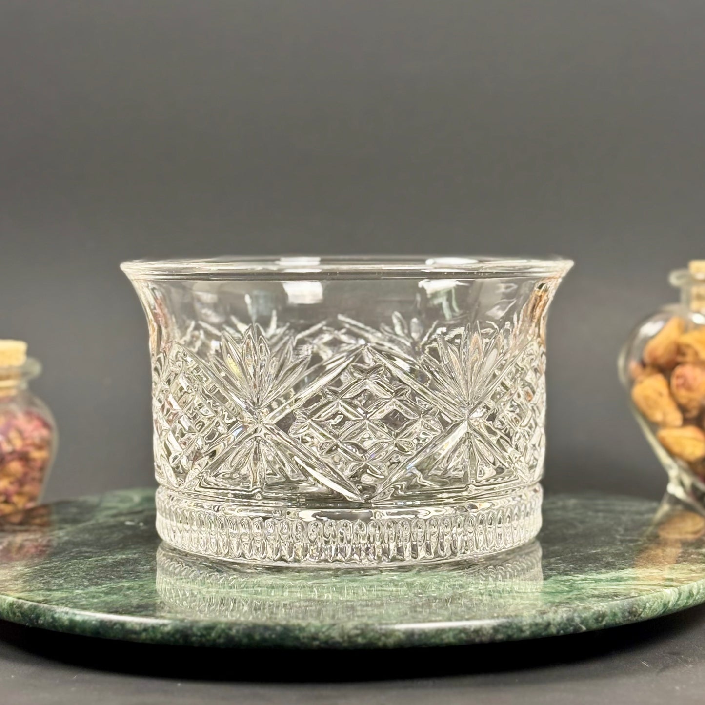 Clear Pressed Glass Bowl |⋆˙⟡ | Diamond & Starburst Pattern