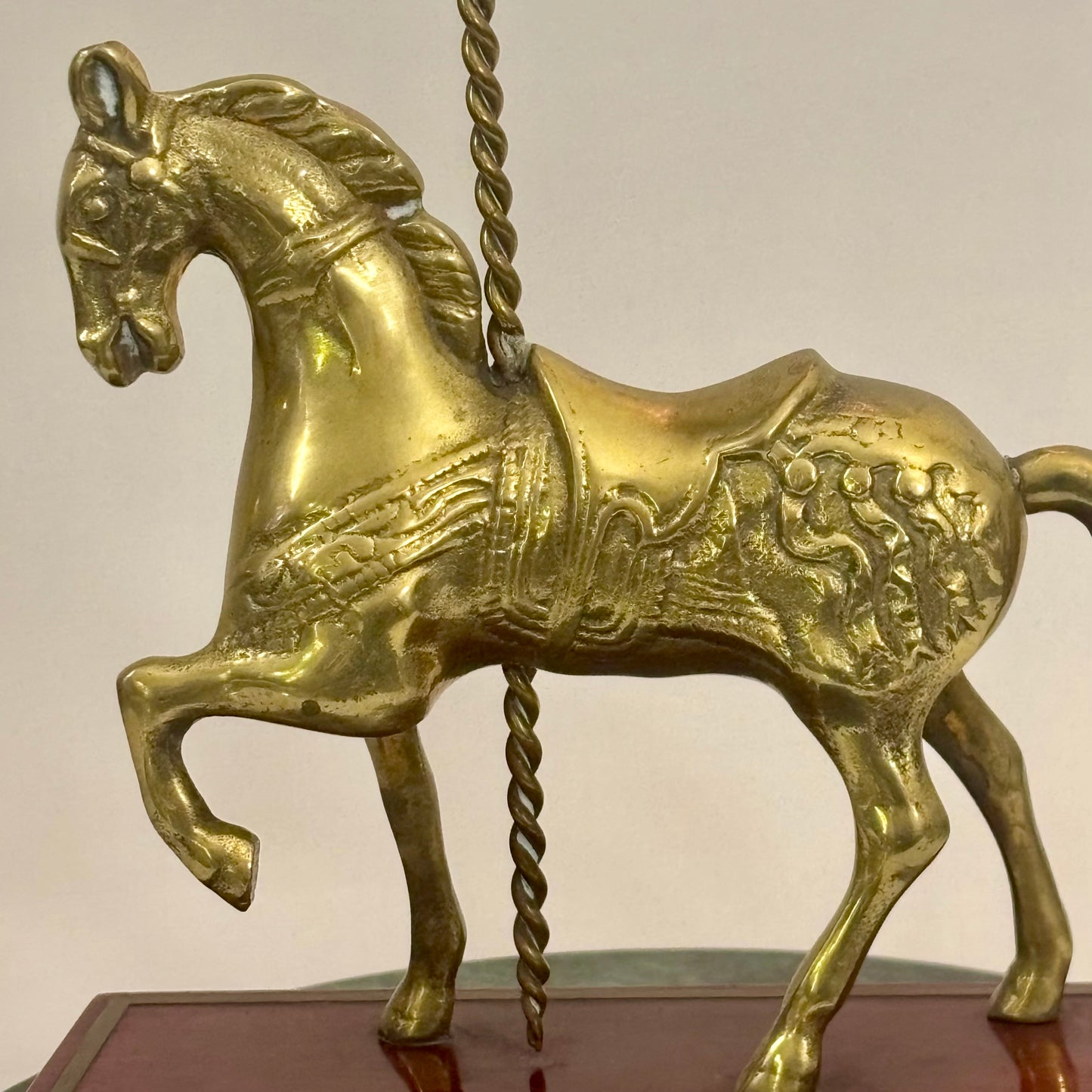Vintage Brass Carousel Horse Figurine on Wood Base |⋆˙⟡ |  Mid Century Decor / Bookend / Shelf Accent