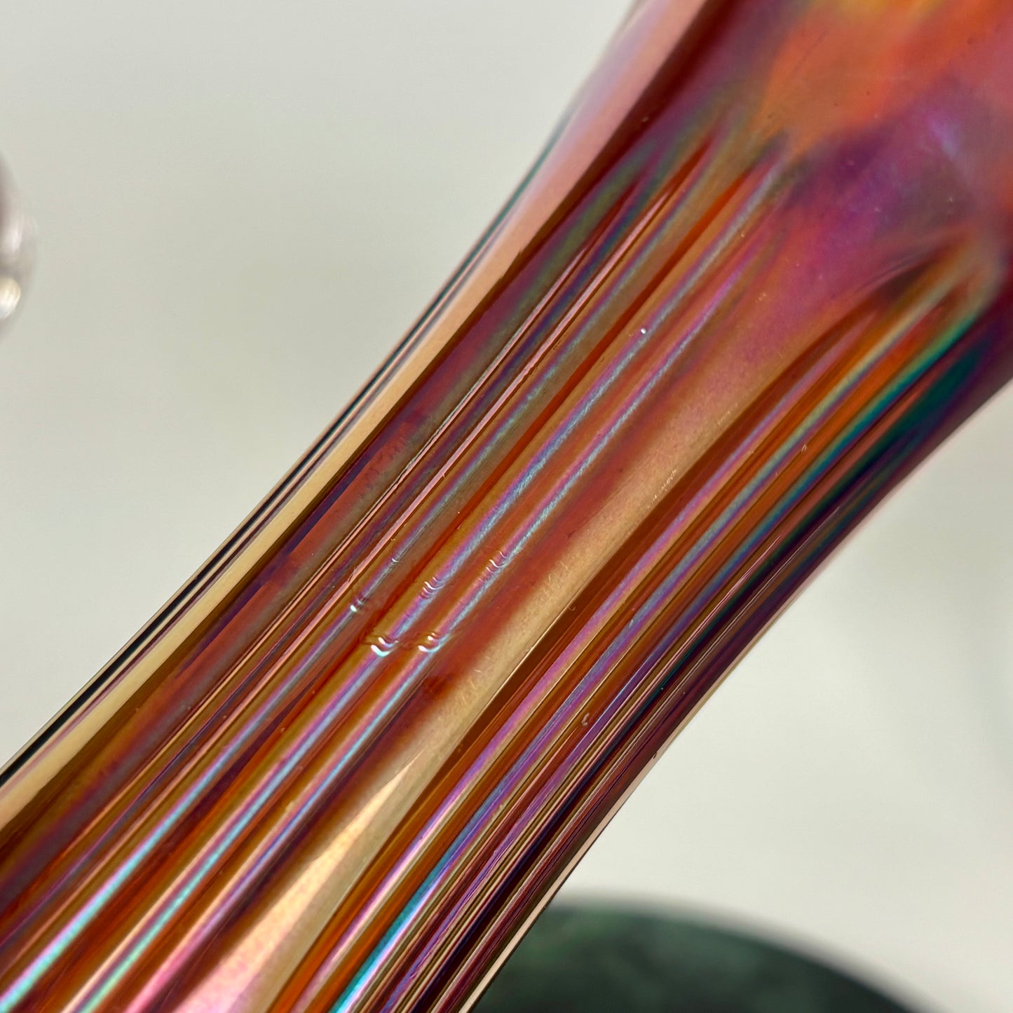 Fenton Amethyst Diamond & Rib Pattern Swung Glass Vase |⋆˙⟡| Iridescent Ribbed Art Glass, Early 20th Century