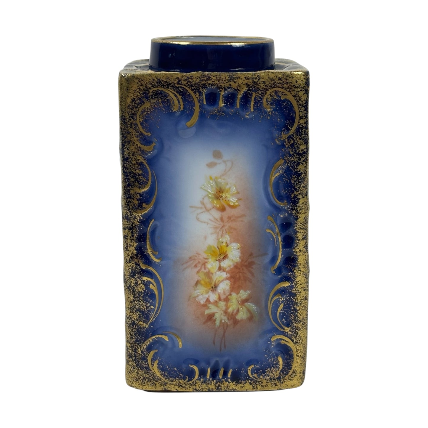 Antique G.D. & Cie Limoges France Vase |⋆˙⟡| Cobalt Blue & Gold Floral Vase