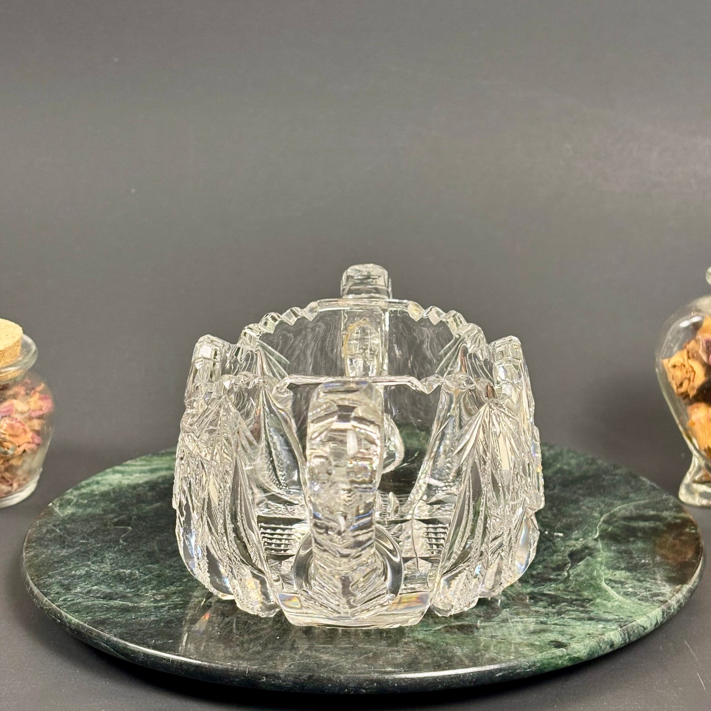 Vintage Cut Crystal Double Handle Bowl |⋆˙⟡| Starburst Design