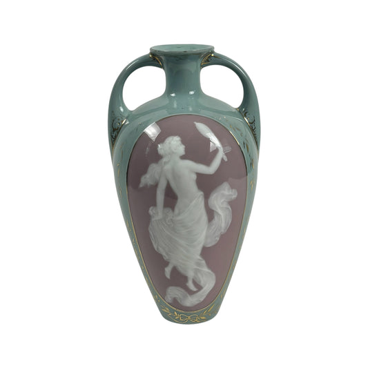 Antique Gebrüder Heubach Porcelain Cameo Vase |⋆˙⟡| Double Handle, Art Nouveau Vase