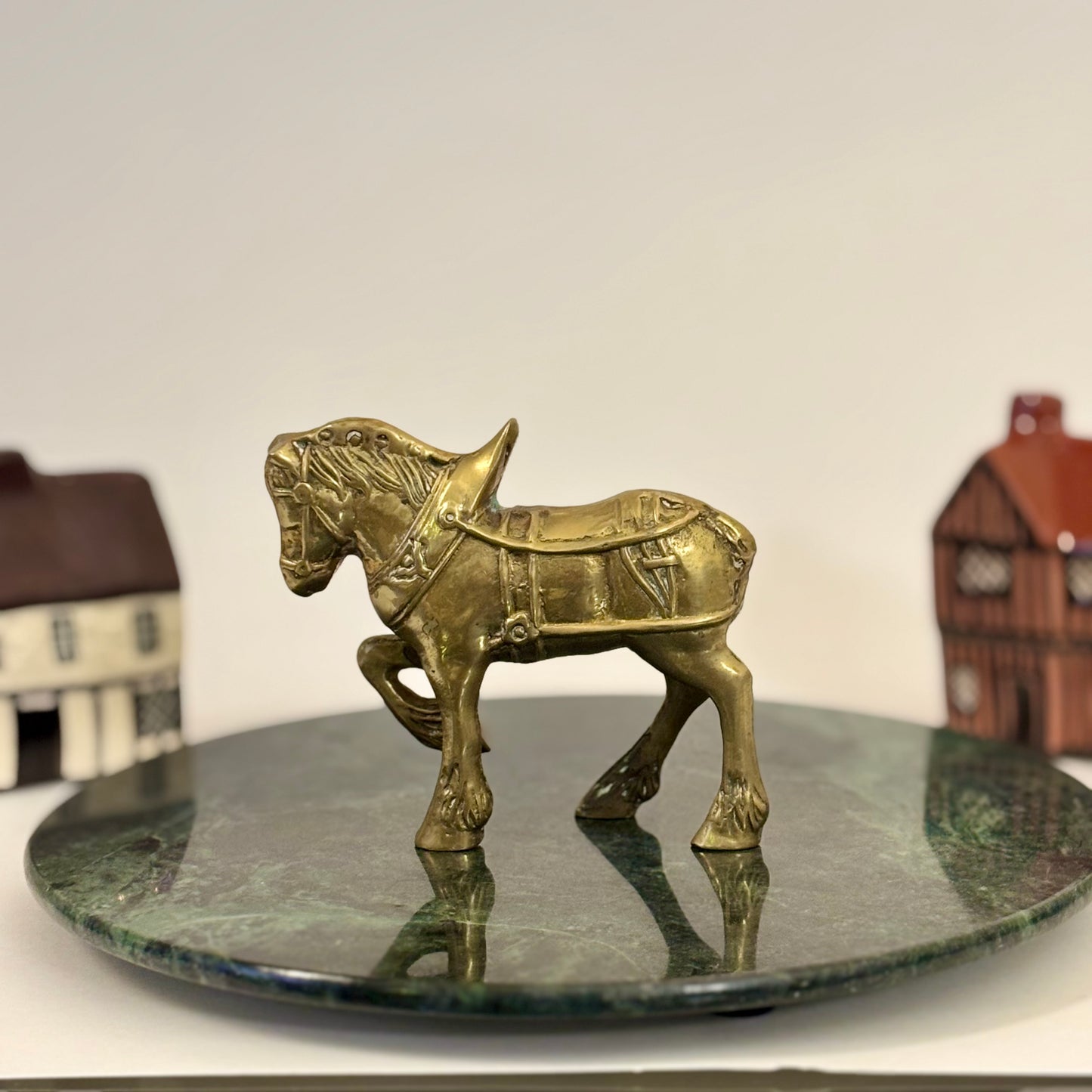 Vintage Solid Brass Horse Figurine ⋆˙⟡ Small Equestrian Statue / Mid Century Shelf Decor