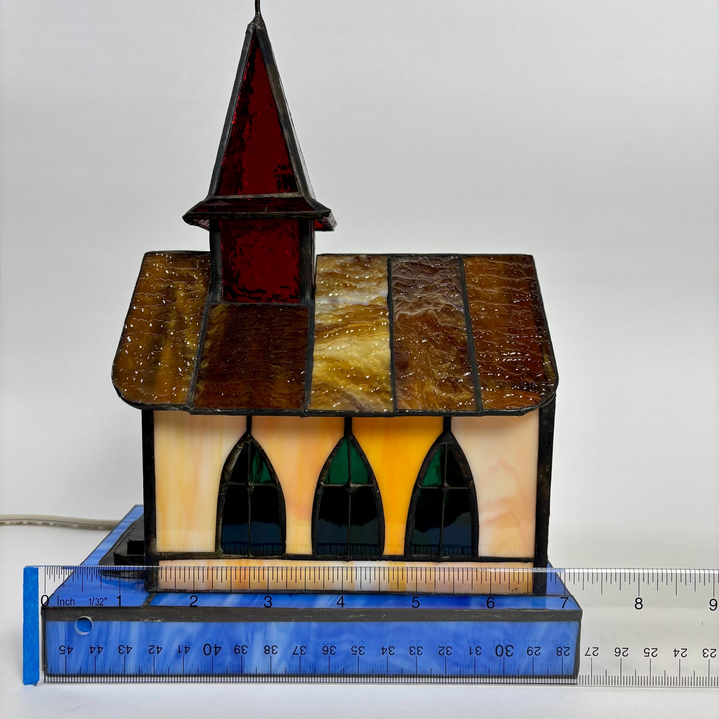 Vintage Stained Glass Church Lamp |⋆˙⟡| with Clock