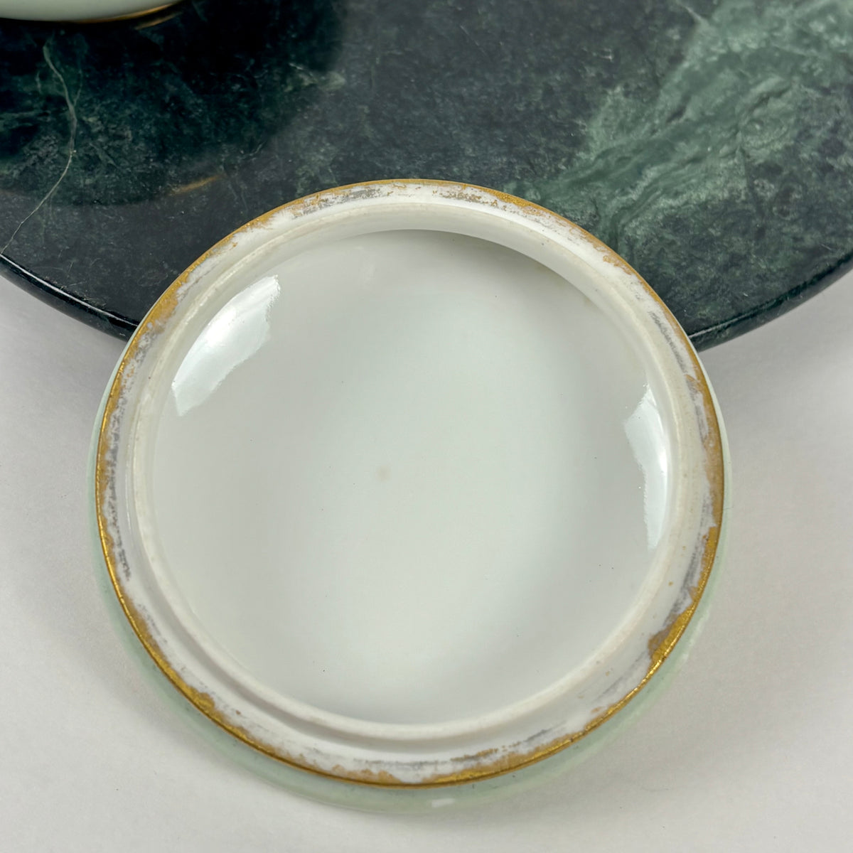 Antique Hand Painted Porcelain Portrait |⋆˙⟡| Trinket Box with Gold Gilt