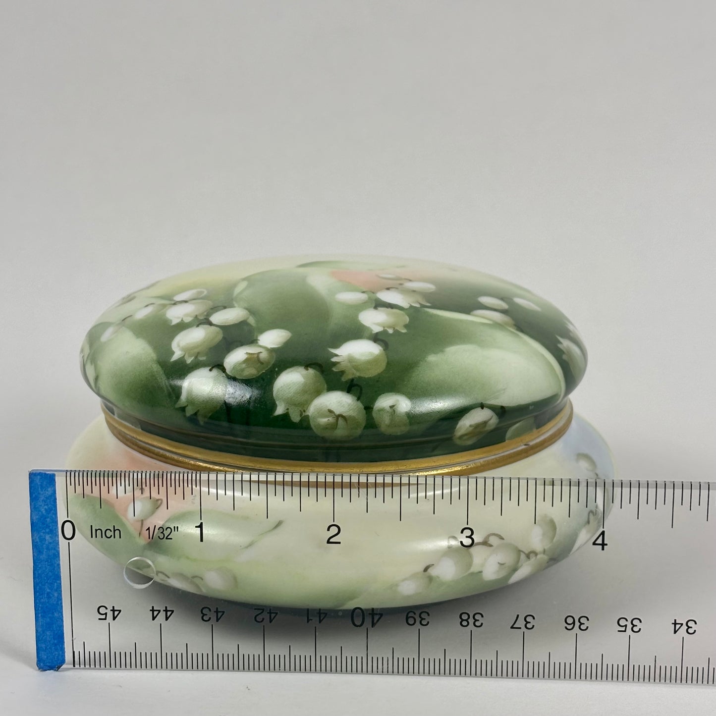 Antique Vienna Hand Painted Lily of the Valley Porcelain Trinket Box |⋆˙⟡| Vanity Decor, Jewelry Box