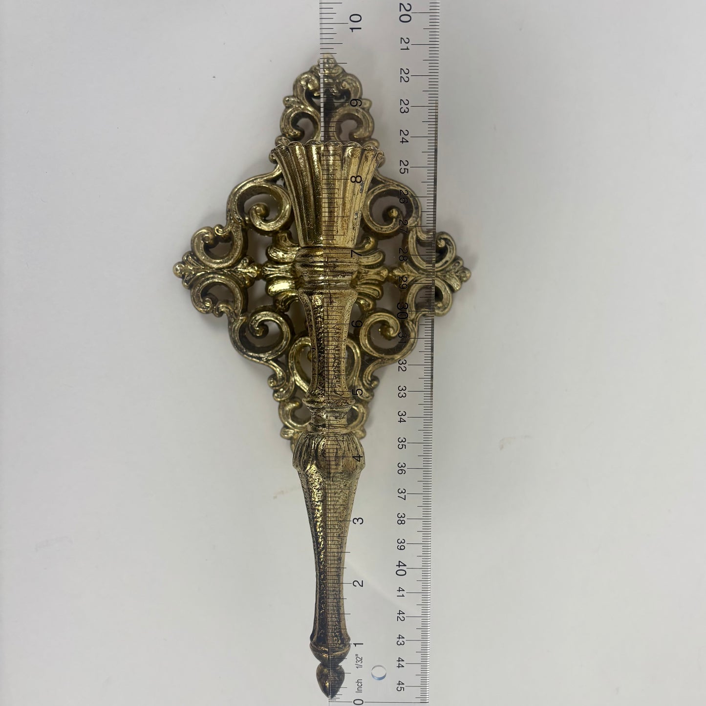 Pair of Vintage Ornate Gold Metal Wall Candle Sconces |⋆˙⟡| Hollywood Regency Scrollwork Candle Holders