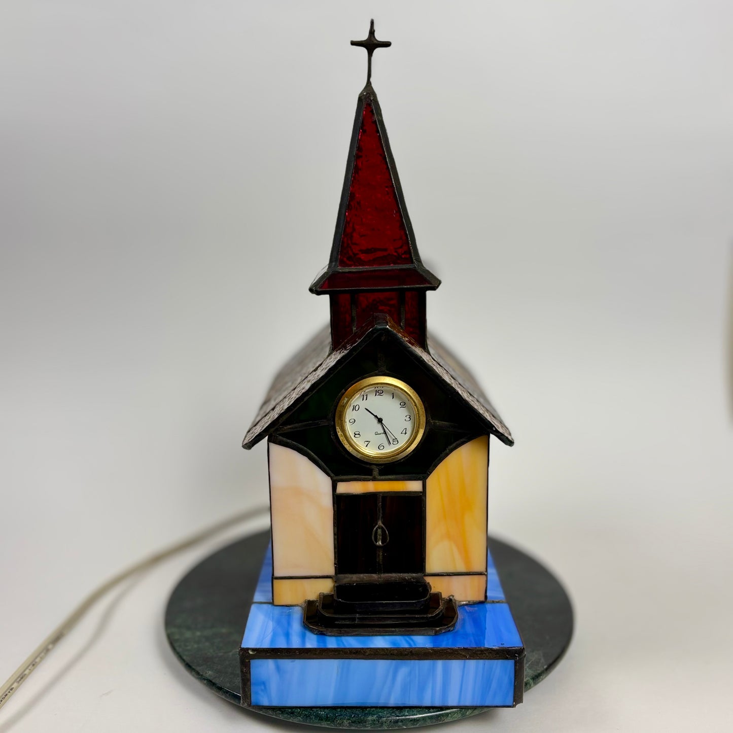 Vintage Stained Glass Church Lamp |⋆˙⟡| with Clock