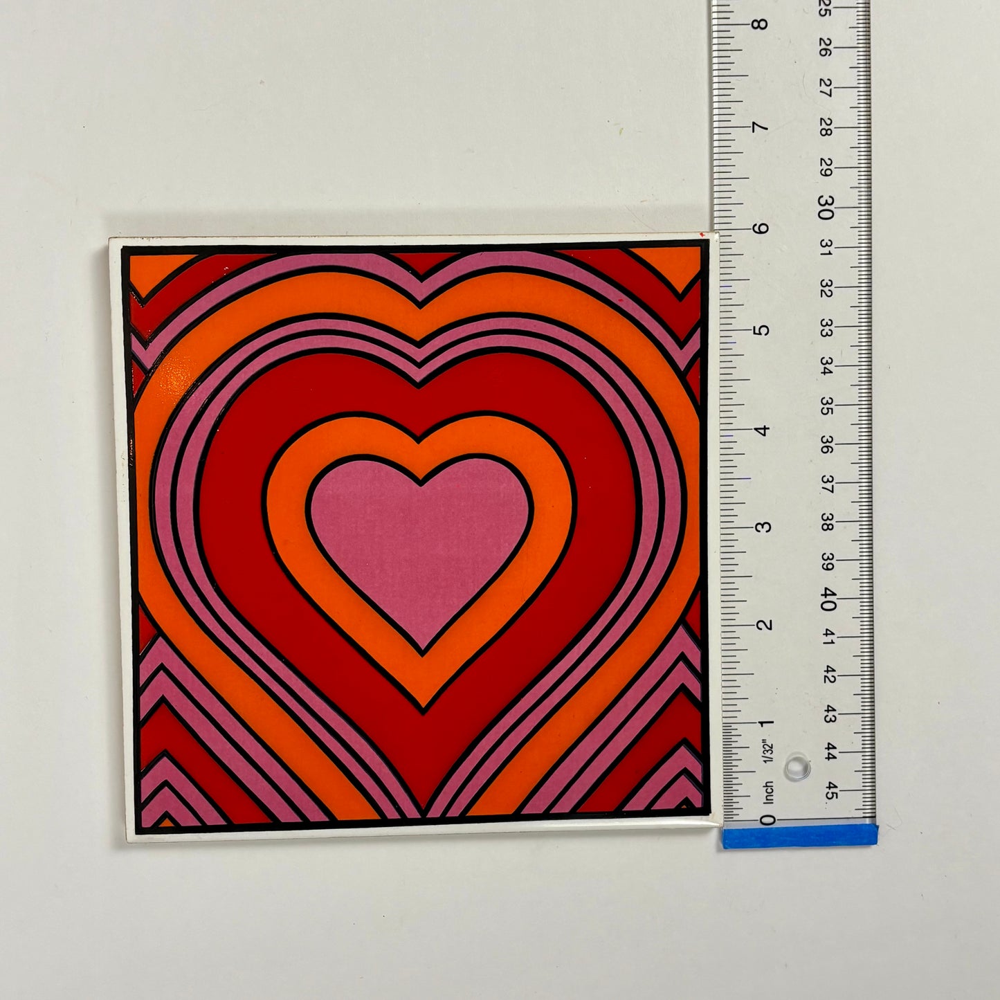 Vintage Mod Floral & Heart Tile Wall Art Set |⋆˙⟡ | Retro 70s Pop Art Ceramic Tiles, Set of 2