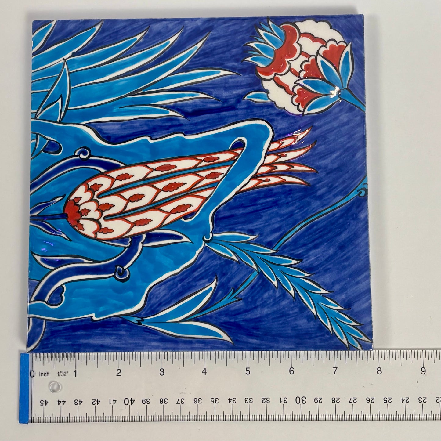 Handmade Turkish Ceramic Tiles, Set of 2 |⋆˙⟡ | Fettah Kütahya Floral Tiles
