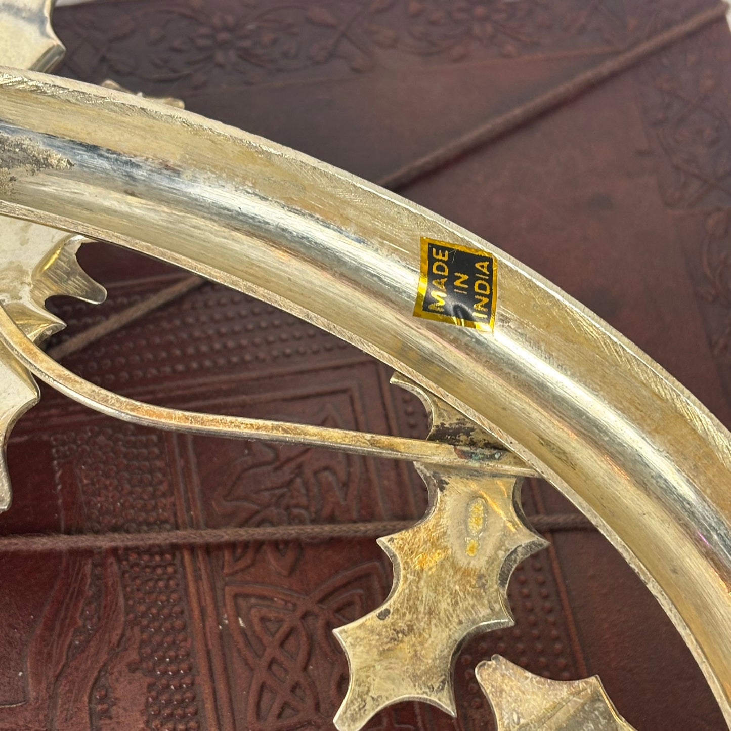 Vintage Silver Tone Metal Holly Advent Wreath Candle Holder |⋆˙⟡| Christmas Centerpiece, Made in India